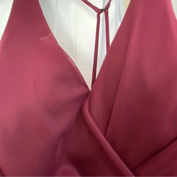 Azazie Burgundy Bridesmaid Dress - A-line with slit - custom size - Picture 5 of 16